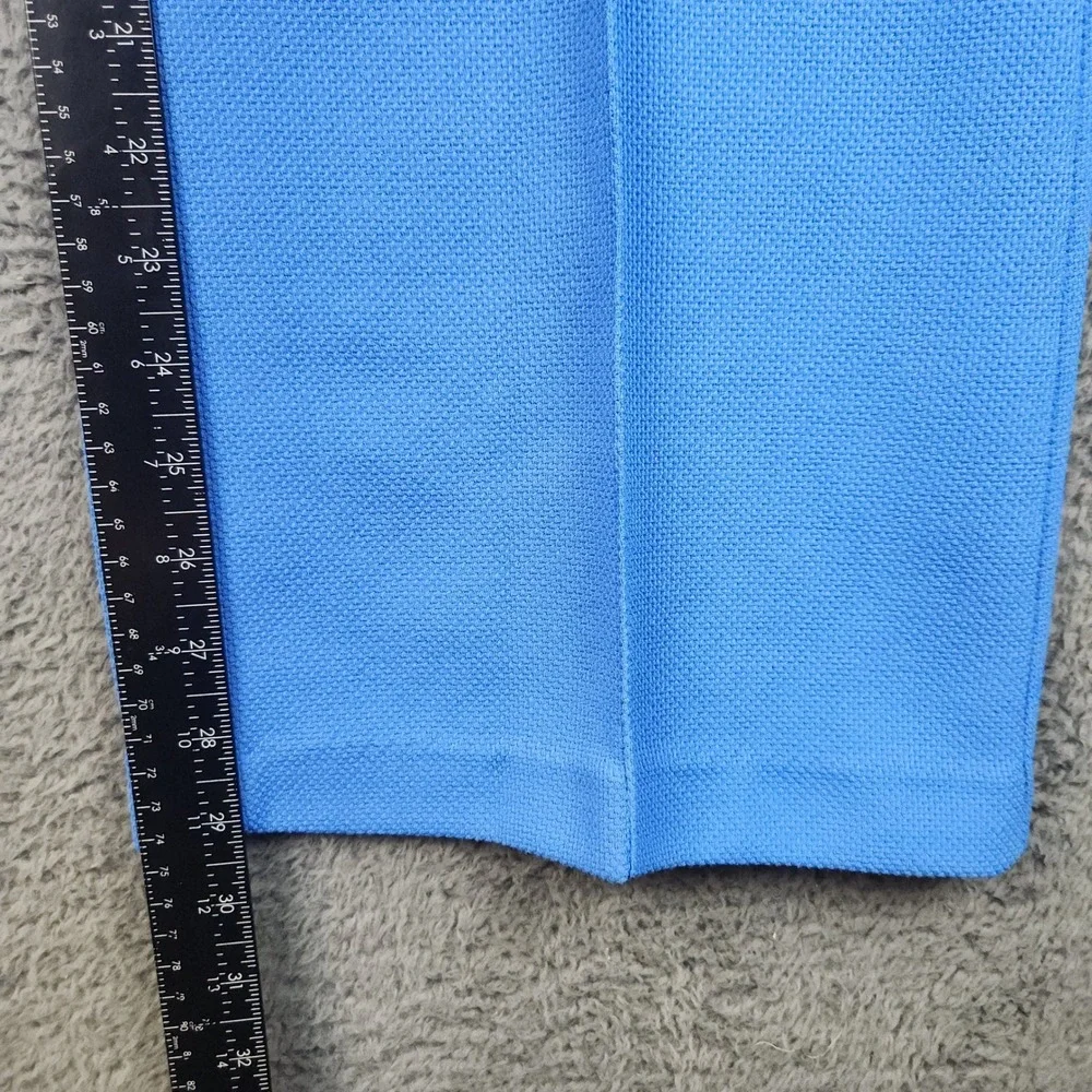 Vintage Sears Blue Double Knit Slacks Womens 12 32x30 Wide Leg Made in USA 70s